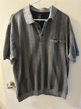 David Taylor Men's Heather Gray Polo with Chest Pocket